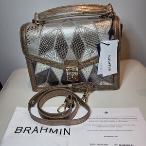NWT Brahmin Silver Hill Patchwork Bronze Gold Metallic Iridescent Satchel